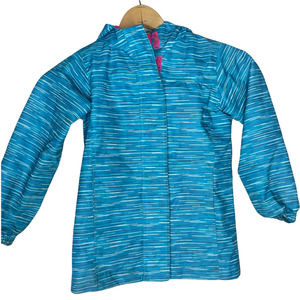 Faded Glory Girl's Space Dye Lightweight Hooded Jacket Teal and Pink Size 6